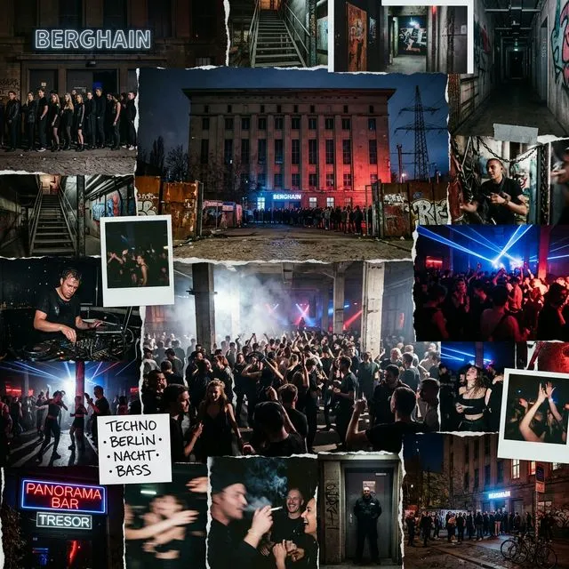 Berlin nightlife scene - iconic Berghain techno club building exterior at night