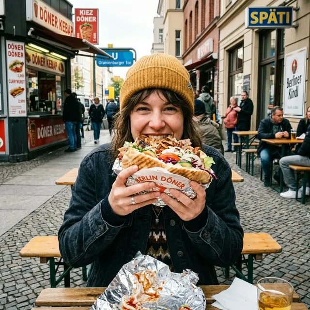 Delicious and cheap Döner Kebab street food in Berlin - perfect for budget travel