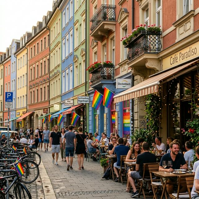 ミュンヘンのゲイエリア、グロッケンバッハ地区の街並み
