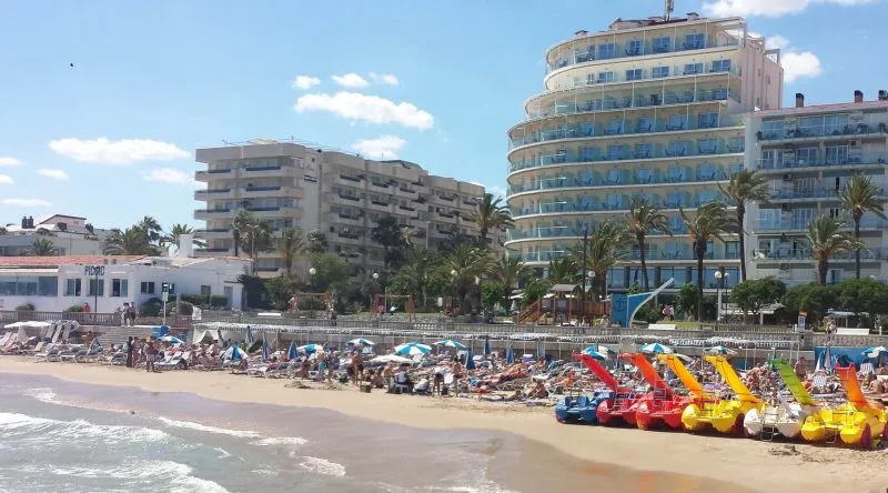 Sitges gay beach near Barcelona - crystal clear Mediterranean waters and golden sand